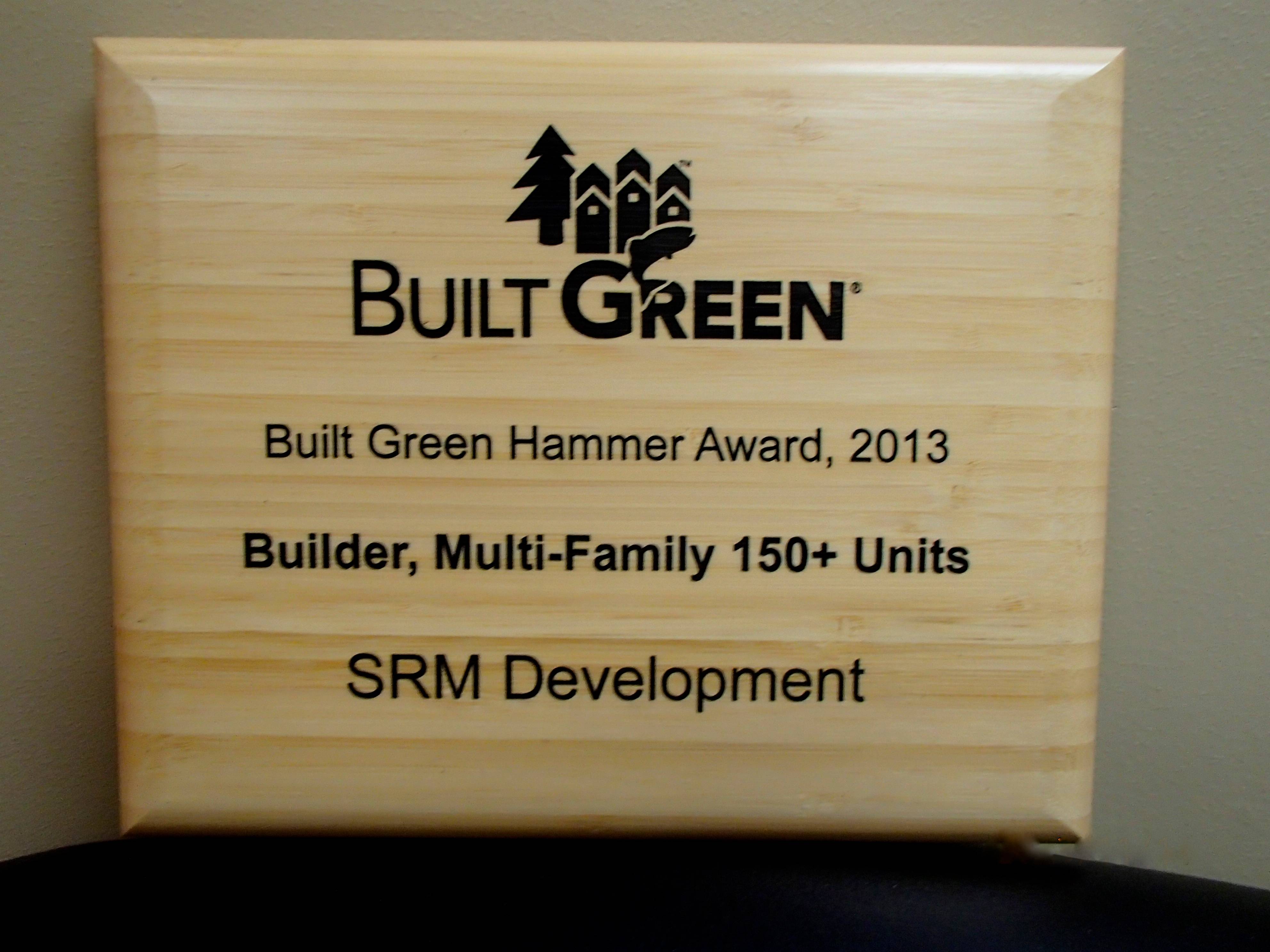 2013 Built Green Hammer Award